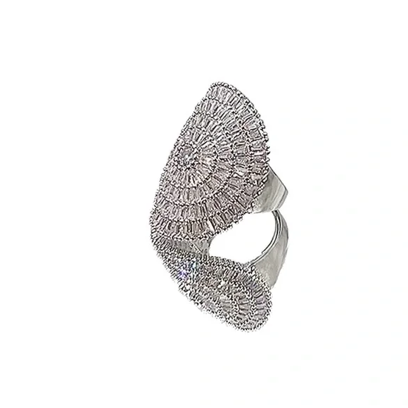 Gypsophila Ring Whispers Elegance Shiny Cubic Zirconia Sparkly Halo Ring - Picture 7 of 12